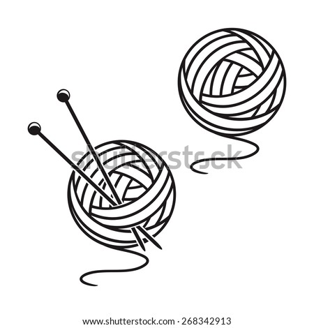 Set Yarn Balls Needles Isolated On Stock Vector 90494059 - Shutterstock