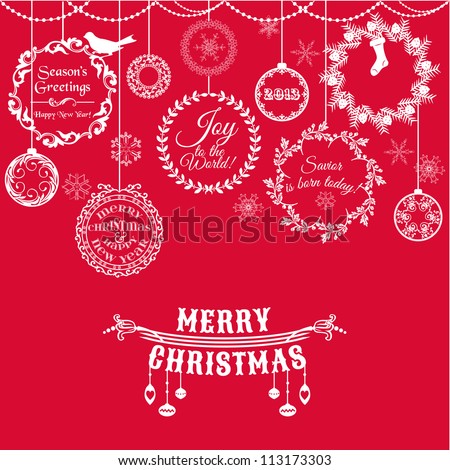 Vintage Christmas Card Design Scrapbook Vector Stock Vector 113173303 - Shutterstock