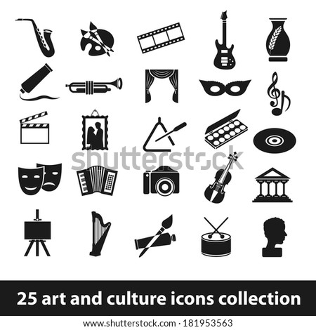 Fine Arts Icon Set Black Stock Vector 136156349 - Shutterstock