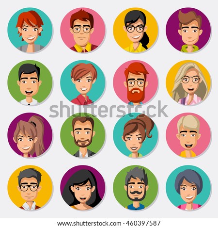 Group Cute Happy Cartoon People Stock Vector 120709465 - Shutterstock