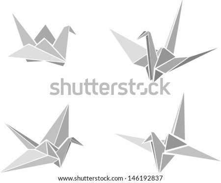 Origami Paper Cranes Stock Vector 146192831 - Shutterstock