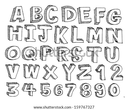 Childs Drawing Alphabet Letters Stock Vector 46140106 - Shutterstock