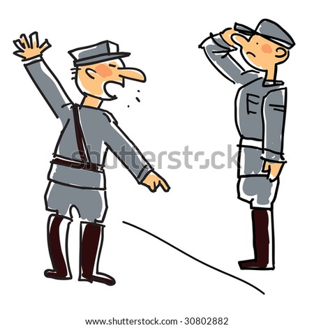 vector cartoon related with military man, soldiers and/or army - stock