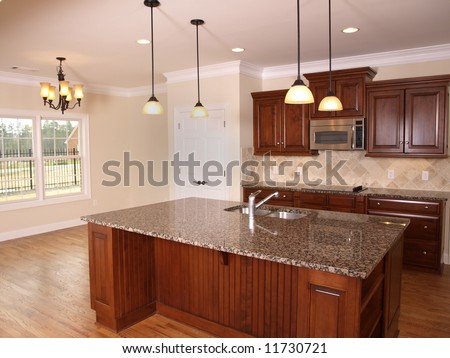 Luxury Home Dark Wood Kitchen Counter Stock Photo 37850017 - Shutterstock