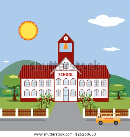 stock vector illustration of school building 125268653