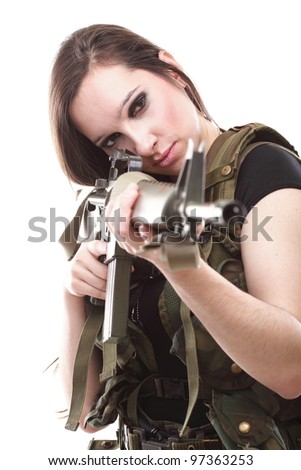Simply military naked army girl holding a gun Military naked army girl holding a gun remarkable