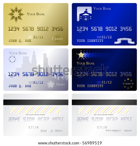 Four Fake Credit Card Fronts Two Stock Vector 56989507 - Shutterstock