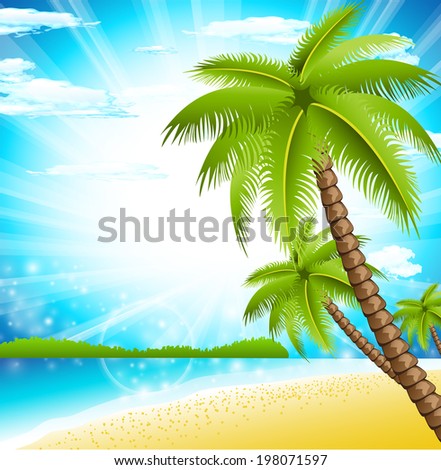 Palm Tree On Beach Vector Drawing Stock Vector 128651258 - Shutterstock