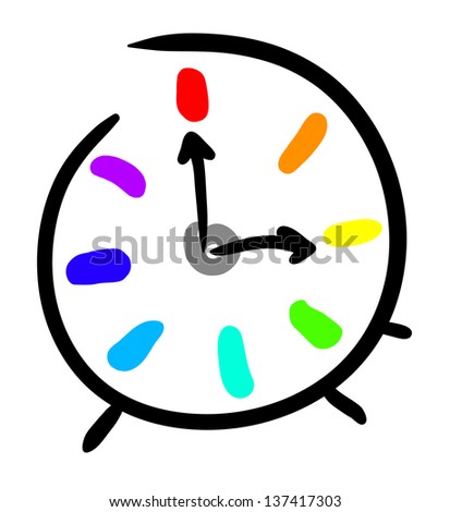 Artistic laconic alarm clock sketch. Raster - stock photo