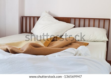 Unmade Bed Cartoon With messy unmade bed. Unmade Bed Cartoon With messy unmade bed.
