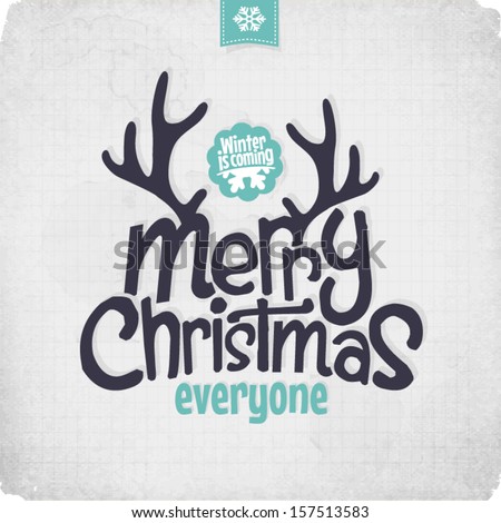 Retro Vintage Merry Christmas Greeting Card Stock Vector 157513583