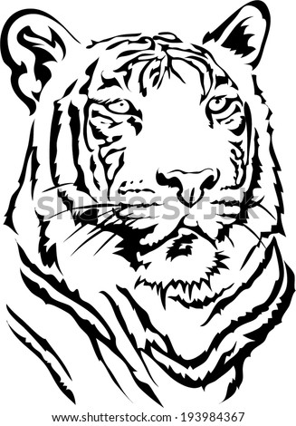 White Bengal Tiger Tattoo Vector Stock Vector 193984361 - Shutterstock