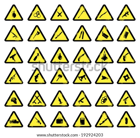72 Symbols Triangular Warning Hazard Big Stock Vector 129663509