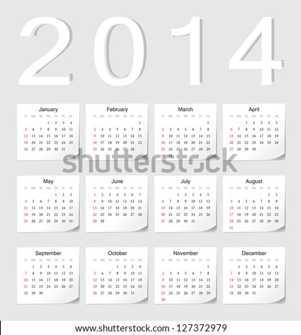 european 2014 vector calendar...