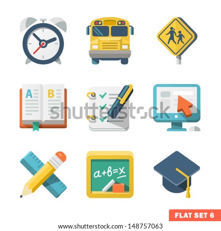 school and education flat icons ...