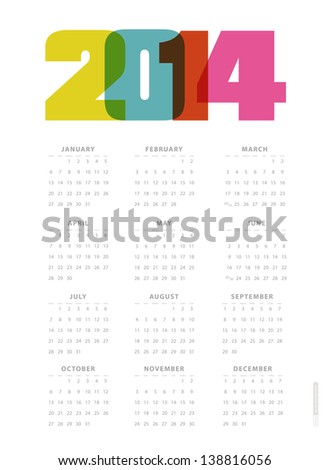 calendar 2014. vector.