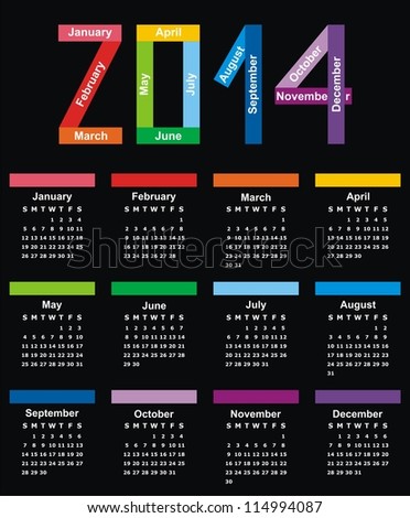 vector   calendar 2014