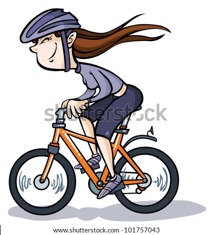 Cartoon Bicycle Girl