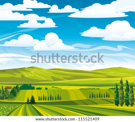 green summer landscape with...