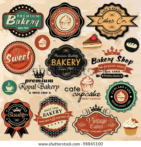 Logo Design Keywords on Vector Download    Collection Of Vintage Retro Grunge Food Labels