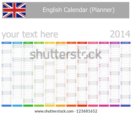 2014 english planner calendar...