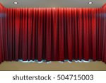 Small photo of Red curtains block the light on stage for The launch of a new product attention dazzled