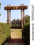 Small photo of Delhi, India - December 26, 2015: Cowboy creek a popular grassy field in Sanjay Lake adventure park at New Delhi where people can feel them close to nature.