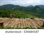 wooden deck and mountains