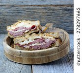 Small photo of New Yorker Sandwich on rustic wood background