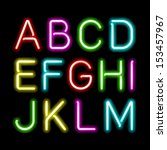 neon glow alphabet. vector.