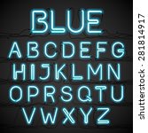 blue neon light alphabet with...