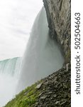 Small photo of View of the underside of Horseshoe Falls, a part of Niagara Falls, In Canada.