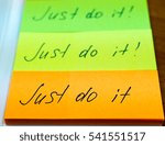 Small photo of stickers as motivation to action, bright, positive, inscription just do it on the little colored sticker.