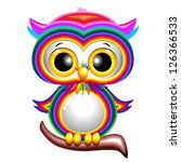 Rainbow Baby Owl Cartoon - stock photo
