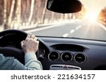  driving car on empty road