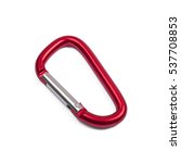 Small photo of red carabiner isolated