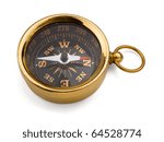 old brass compass isolated on...