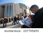 Small photo of ISTANBUL,TURKEY-DEC 14:Turkish police raid Zaman building, attempt to detain editor. A crowd of protesters forced police to turn back before they could make arrests on Dec 14, 2014 in Istanbul,Turkey.