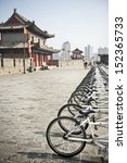 bicycles in xian city wall ...
