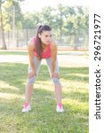 Small photo of Sporty Fit Healthy Young Woman make a break after running , outdoor activity Healthy Lifestyle.