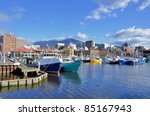 view of hobart harbour in a...
