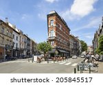 Small photo of BRUSSELS, BELGIUM - JULY 17, 2014: The old street with the scenic houses, Square du Chatelain in Ixelles is a good place for lunch on July 17 in Brussels.