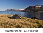 tent in deep fjord  camping and ...