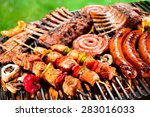assorted delicious grilled meat ...