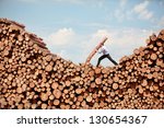  - stock-photo-business-vision-hardworking-businessman-on-top-of-large-pile-of-cut-wooden-logs-130654367