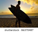 surfer silhouette at sunset