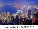 hong kong night view in panorama