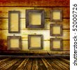 Old room, grunge interior with frames in style baroque.
