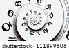 Reverced Twisted clock face. Time concept - stock photo