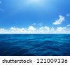 perfect sky and water of indian ocean - stock photo